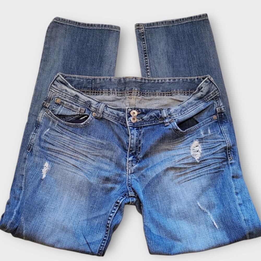 Women's‎ EXPRESS Distressed Jeans Size 10 Medium Wash Denim